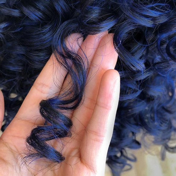 Short Curly Blue Lace Wig - Picture 3 of 3